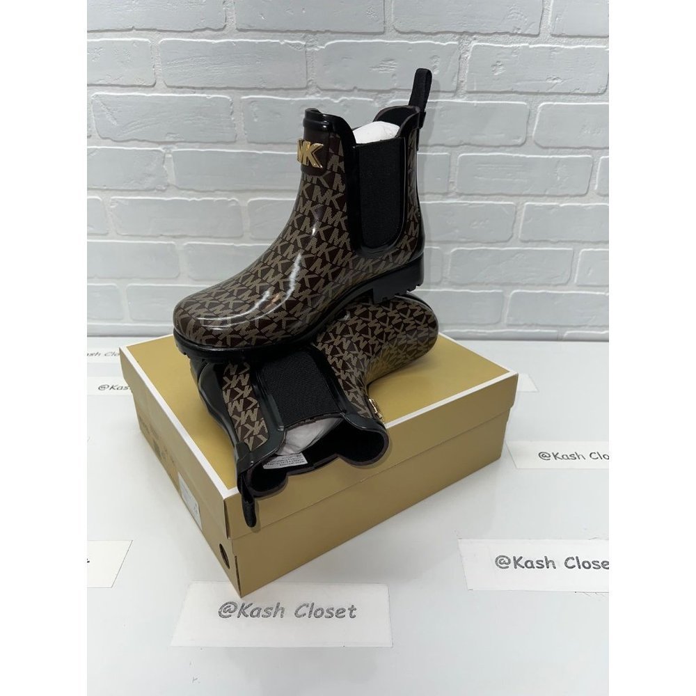 New Michael Kors Sidney Rain boots black brown - Picture 10 of 10